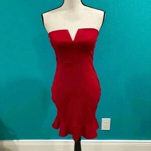 New with tags Fabrizia ruffle rugby red bodycon dress in size small
